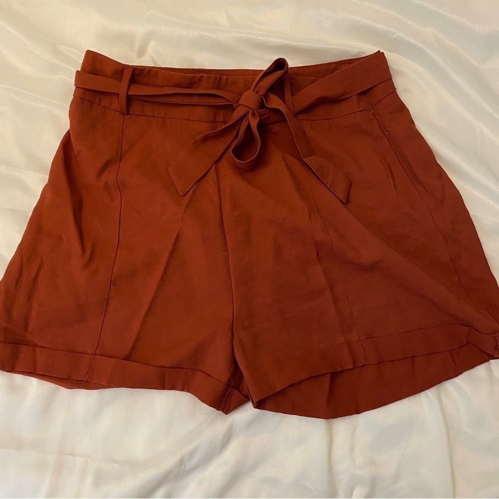 Burnt Orange‎ Paper Bag Tie Shorts